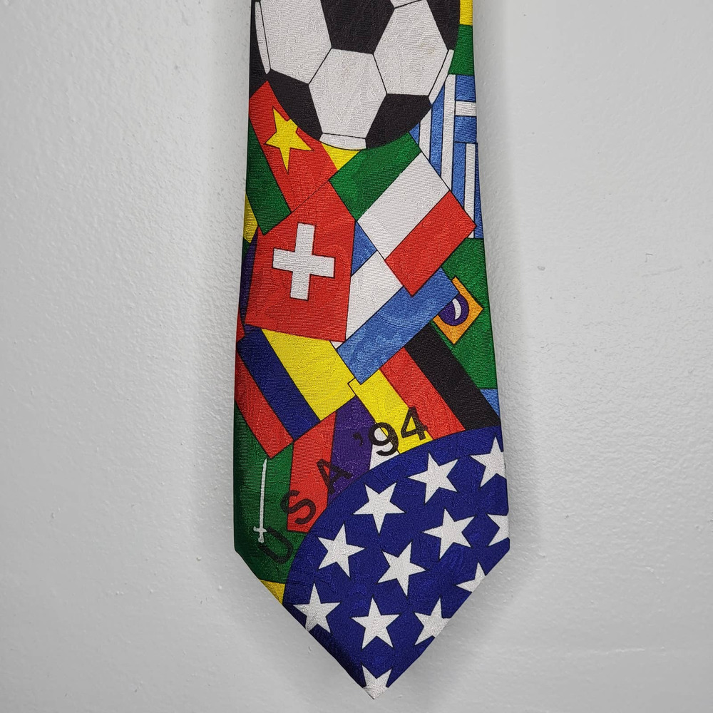 Vintage Pascal Hand Made "USA 94" Olympics Soccer Novelty NECK TIE 55L 3.75W